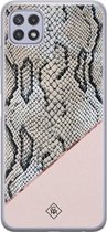 Samsung A22 5G hoesje siliconen - Snake print | Samsung Galaxy A22 5G case | Roze | TPU backcover transparant
