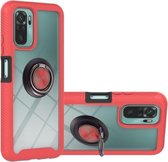 Voor Xiaomi Redmi Note 10 Sterrenhemel Effen Kleur Serie Schokbestendige PC + TPU Beschermhoes met Ring Houder & Magnetische Functie (Rood)