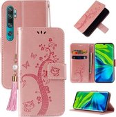 Voor Xiaomi Mi Note 10 Reliëf Lucky Tree Horizontale Flip Lederen Case met Houder & Kaartsleuf & Portemonnee & Lanyard (Rose Goud)