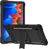 Voor Samsung Galaxy Tab S7 siliconen + pc schokbestendige beschermhoes met houder (zwart)