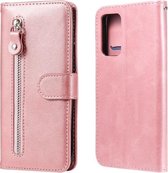 Voor Samsung Galaxy A82 5G Mode Kalf Textuur Rits Horizontale Flip Lederen Case met Houder & Kaartsleuven & Portemonnee (Rose Goud)