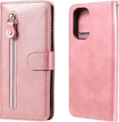 Voor Xiaomi Redmi K40 Mode Kalf Textuur Rits Horizontale Flip Lederen Case met Houder & Kaartsleuven & Portemonnee (Rose Goud)