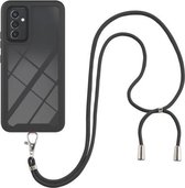 Voor Samsung Galaxy A82 5G Sterrenhemel Effen Kleur Serie Schokbestendige PC + TPU Beschermhoes met Nekband (Zwart)