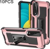 Voor LG Stylo 7 5G 10 PCS Knight Jazz PC + TPU Schokbestendige beschermhoes met opvouwbare houder (roségoud)