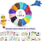 3D Pen Vullingen - Inclusief 40 Sjablonen - Filament voor Kinderen - Starterspakket - 15 kleuren van 10 Meter