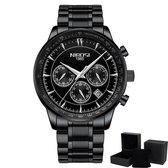 Nibosi ® - Quartz Heren Horloge - 40Ømm – Zwart – horloge geschenkset – 1 jaar garantie