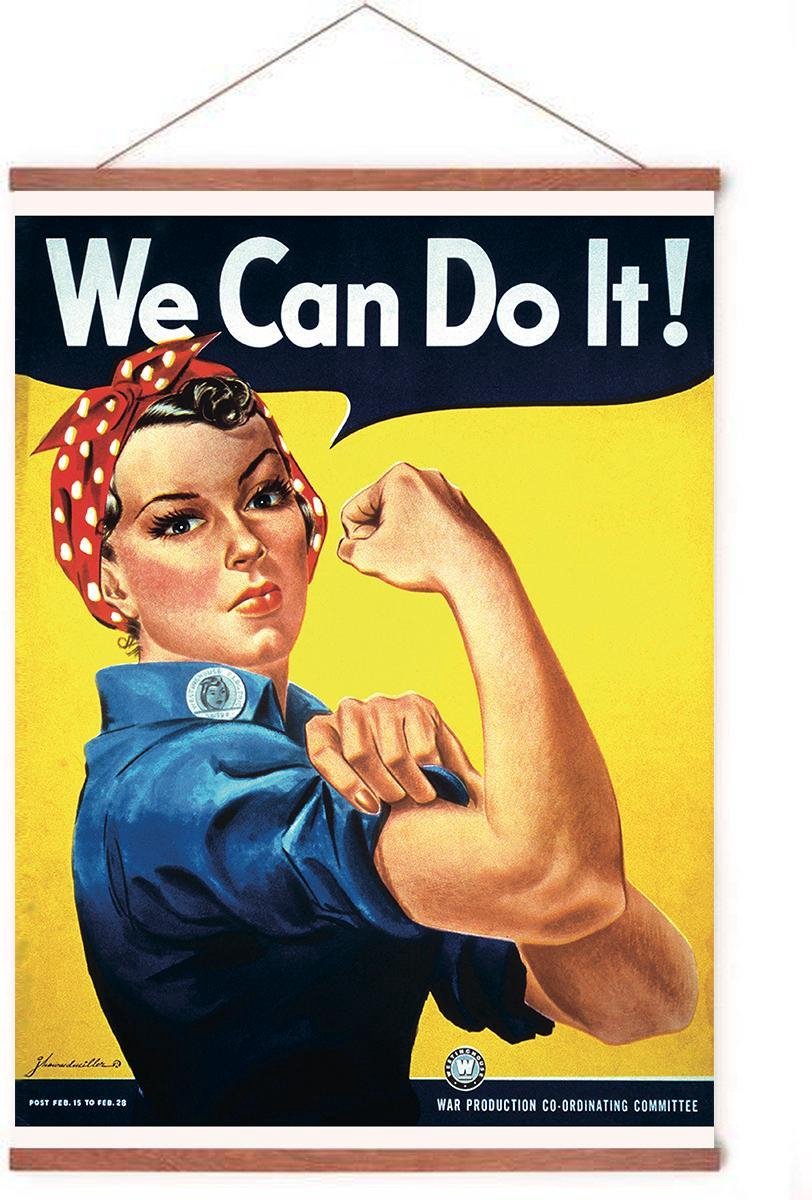 Esque Poster In Posterhanger - We Can Do It - Kader Hout - Tweede Wereldoorlog - 70x50 cm - Ophangsysteem
