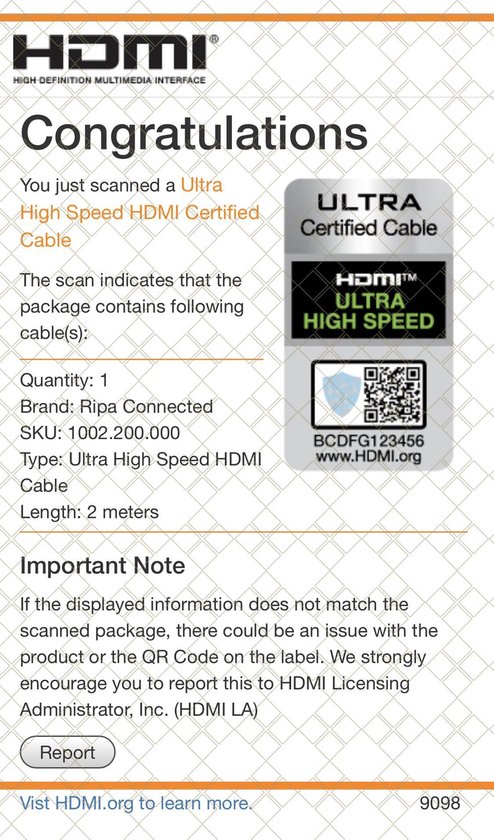 Ripa Connected HDMI 2.1 Kabel - 2M - Ultra High Speed 4K 8K eARC - HDMI naar HDMI
