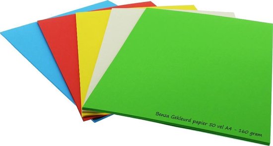 Benza - Gekleurd Printpapier Hobbykarton - 160 Gram - Assortiment