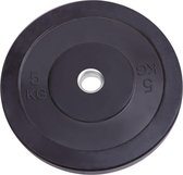 Rubber bumper plate/ Olympische halterschijf - 5 KG - 50/ 51mm Ø - Zwart - Fitness/ Crossfit