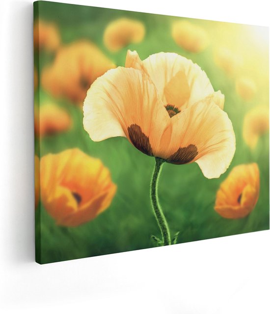 Artaza Canvas Schilderij Oranje Klaproos Bloemen  - 100x80 - Groot - Foto Op Canvas - Canvas Print