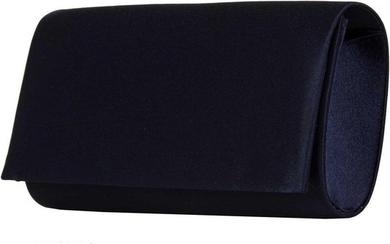 Bulaggi Clutch voor Dames / Schoudertas / Satijn Donkerblauw/ Avondtasje met schouderriem/ Effen clutch handtasjes