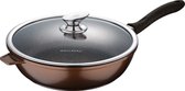 WellBerg hapjespan Ø 28 cm met deksel - braadpan - inductie - koper/bruin