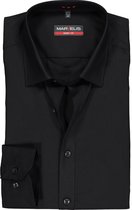 MARVELIS body fit overhemd - mouwlengte 7 - zwart - Strijkvriendelijk - Boordmaat: 38