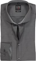 OLYMP Level 5 body fit overhemd - antraciet grijs structuur (contrast) - Strijkvriendelijk - Boordmaat: 39
