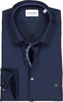 Calvin Klein Slim Fit overhemd - donkerblauw (contrast) - Strijkvriendelijk - Boordmaat: 42