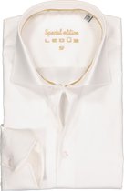 Ledub slim fit overhemd - beige twill - Strijkvrij - Boordmaat: 42