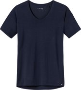 SCHIESSER dames Mix+Relax T-shirt - korte mouw - V-hals - donkerblauw -  Maat: S