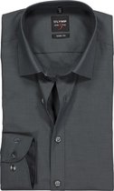 OLYMP Level 5 body fit overhemd - antraciet grijs - Strijkvriendelijk - Boordmaat: 43