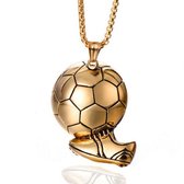 voetbal ketting | Halsketting heren | Halsketting dames | Stainless steel ketting | goud