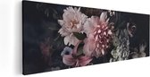 Artaza Canvas Schilderij Diverse Bloemen Op Zwart Achtergrond - 90x30 - Foto Op Canvas - Canvas Print