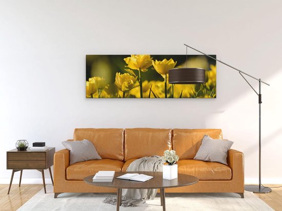 Artaza - Peinture Sur Toile - Tulipes Jaunes - Fleurs - 120x40 - Groot - Photo Sur Toile - Impression Sur Toile