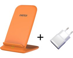 Draadloze Qi Oplaadhouder voor Smartphones - 10W - Incl. AC adapter - Oranje