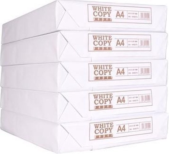 A4 papier Wit - 75 grams - doos a 5 pakken van 500 vel | Kopieerpapier |  Printpapier | bol.com