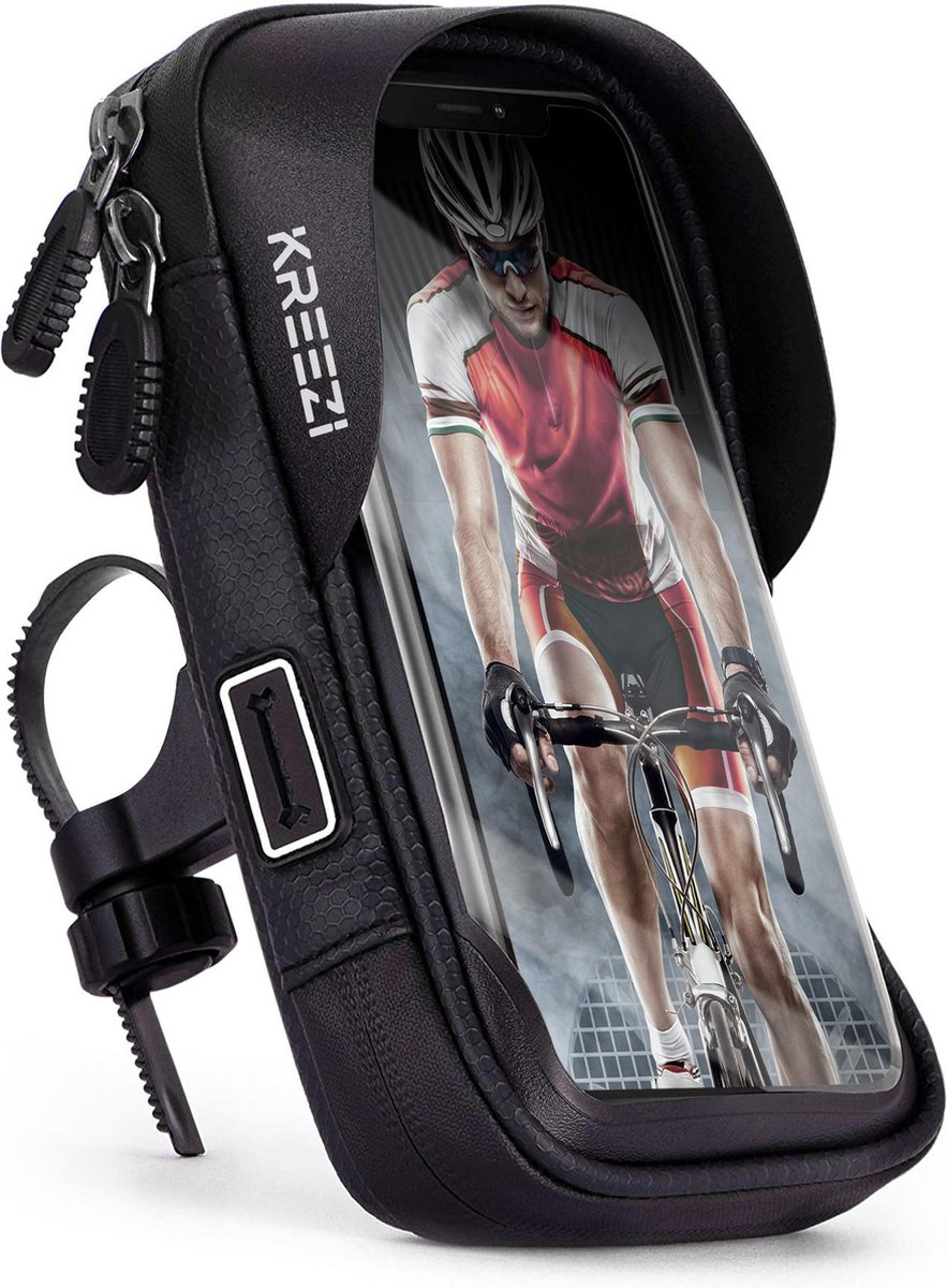 Kreezi Z3 Mobiele telefoonhouder fiets waterdicht - Zwart - Ook geschikt voor Scooter & Motor - Fietshouder - GSM houder - Kreezi