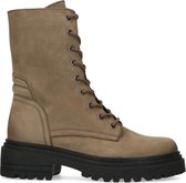 Sacha - Dames - Donkergroene nubuck veterlaarsjes - Maat 39