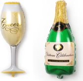 Champagne en Wijn Ballonnen set 2 stuks - 100cm - Jubileum - Opening - Oud en Nieuw - Ballonnen - Helium Ballon - Folie Ballon - Verjaardag - Thema feest - Dranken - Verjaardag - Folie ballon - Leeg - Versiering
