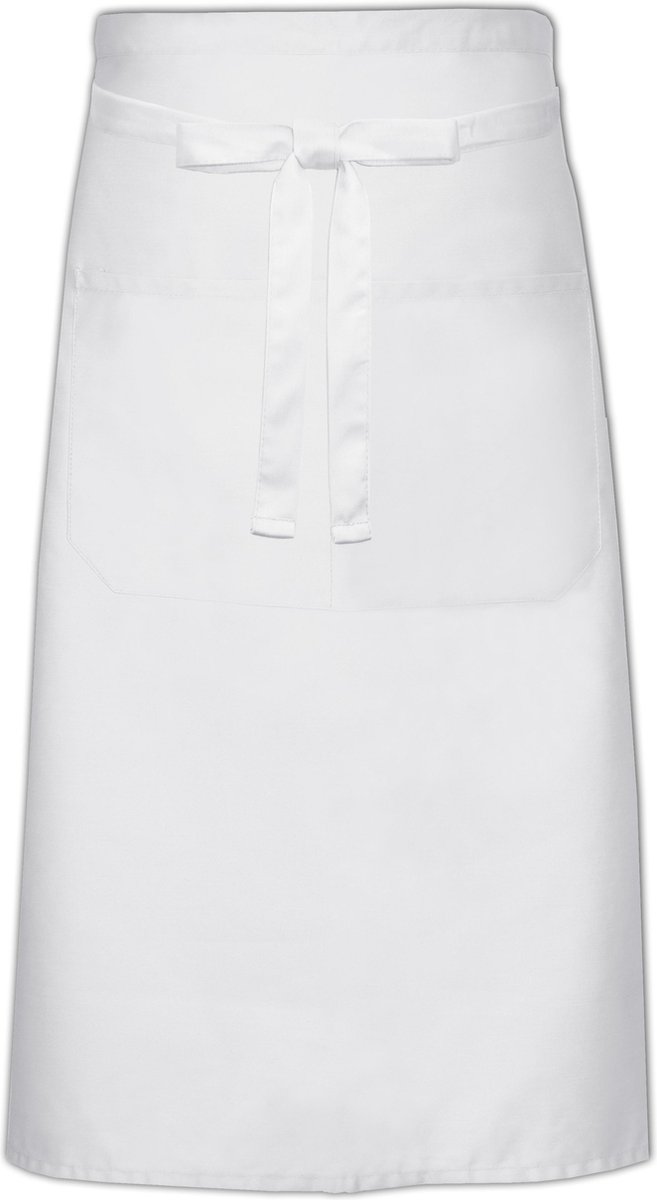 Link Kitchen Wear kokssloof met zak, wit.