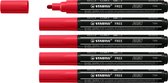 STABILO FREE - Marker Acryl - T300 - Pointe Ronde - 2-3 mm - Rouge Carmin - Boîte de 5 pièces