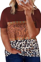 T'shirt Dames - Marmeren Print Rood - Maat XL 'Sarvin'