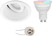 Mi-Light MiBoxer - LED Spot Set GU10 - Smart LED - Wifi LED - Slimme LED - 4W - RGB+CCT - Aanpasbare Kleur - Dimbaar - Pragmi Zano Pro - Inbouw Rond - Mat Wit - Kantelbaar - Ø93mm - BES LED