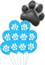 11-delige set Honden ballonnen Paws blauw - hond - ballon - dog - decoratie