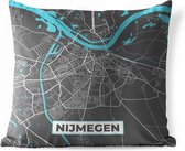 Sierkussen Buiten - Plattegrond - Nijmegen - Grijs - Blauw - 60x60 cm - Weerbestendig - Stadskaart