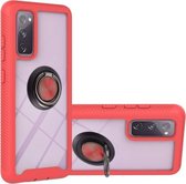 Voor Samsung Galaxy S20 FE 4G/5G Sterrenhemel Effen Kleur Serie Schokbestendig PC + TPU Beschermhoes met Ring Houder & Magnetische Functie (Rood)