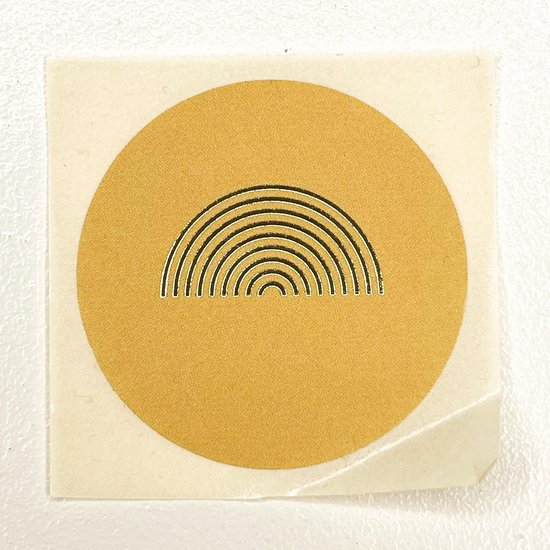 Sticker papier cadeau - Arc -en- Rainbow - Ocre jaune avec feuille d'or - 4  pièces | bol.com