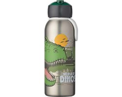 Mepal Isoleerfles flip-up Campus - 350 ml - 12 uur koud / 4 uur warm - Drinkfles met rietje voor kinderen - Dino