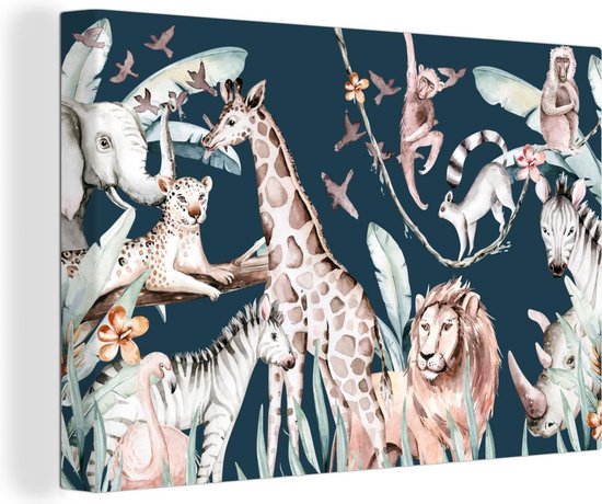 Canvas Schilderijen Aquarelverf - Dieren - Jungle - Wanddecoratie