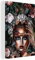 Toiles Peintures - Fleurs - Femmes - Maquillage - 60x90 cm - Décoration murale