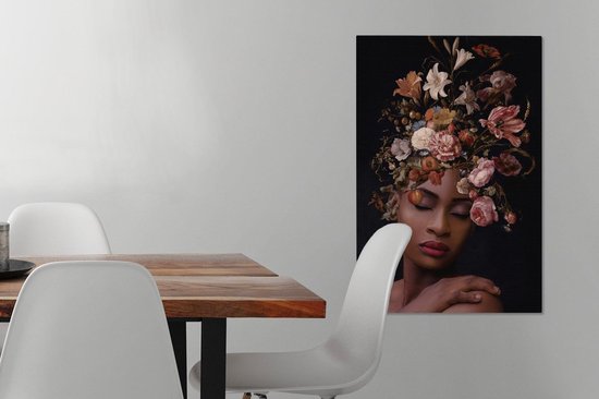 Peintures sur Toile Bouquet - Femme - Maquillage - 40x60 cm - Décoration murale