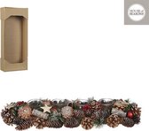 House of Seasons Kerststuk met Theelichthouder - L54 x B16,5 x H9 cm - Bruin