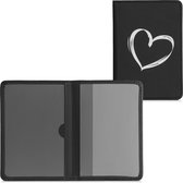 kwmobile hoes voor kentekenbewijs en rijbewijs - Omslag met pasjeshouder in wit / zwart - Imitatieleer - Brushed Hart design