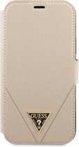 Limited Edition Guess Saffiano V Stitch Book Case voor iPhone 12/12 Pro 6.1 Goud