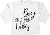Grote broer shirt-Bekendmaking zwangerschap-big brother vibes-wit-zwart-Maat 98