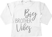 Grote broer shirt-Bekendmaking zwangerschap-big brother vibes-wit-zilver-Maat 80