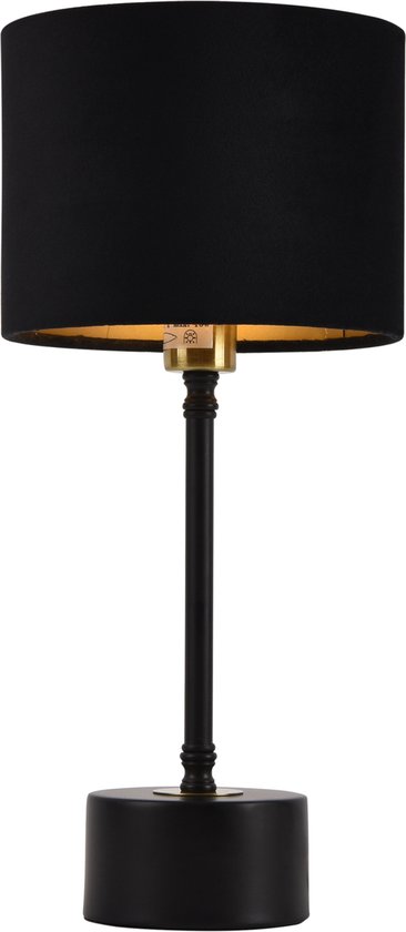 Tafellamp Deventer 39xØ18 cm E14 zwart en koperkleurig
