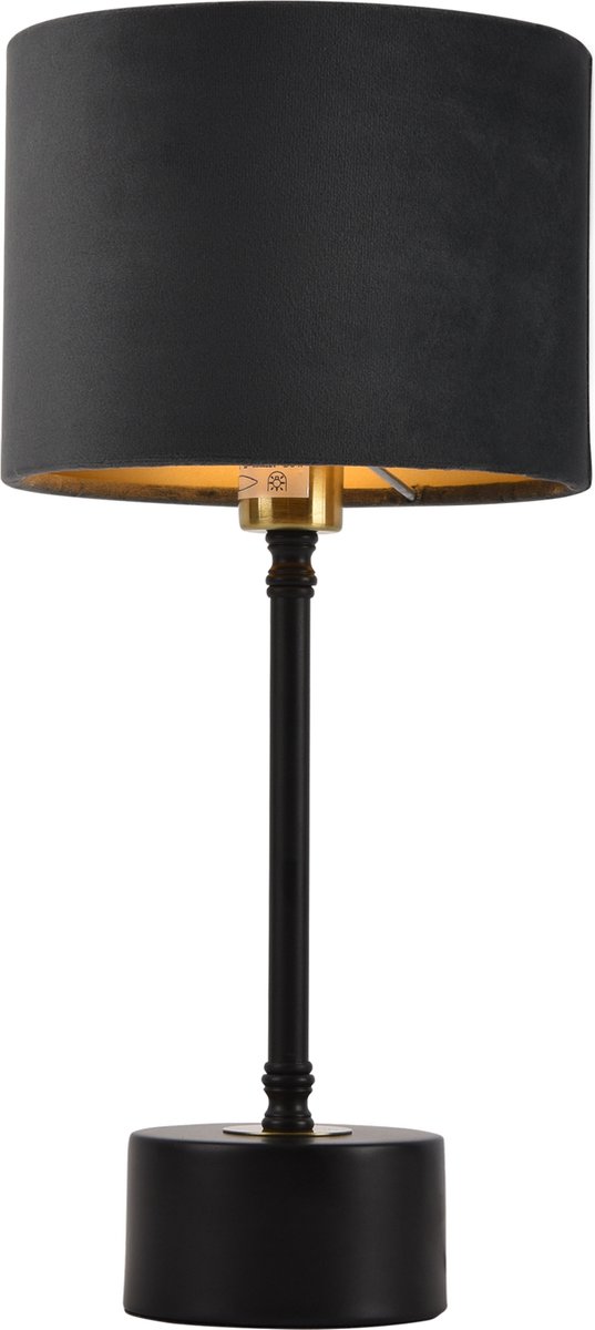 Tafellamp Deventer 39xØ18 cm E14 zwart koper en grijs